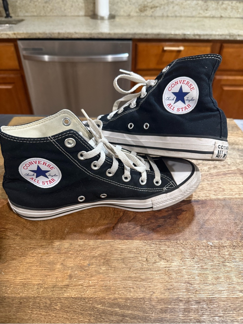 Converse Unisex Navy and White High-Top Sneakers W/8 M/6